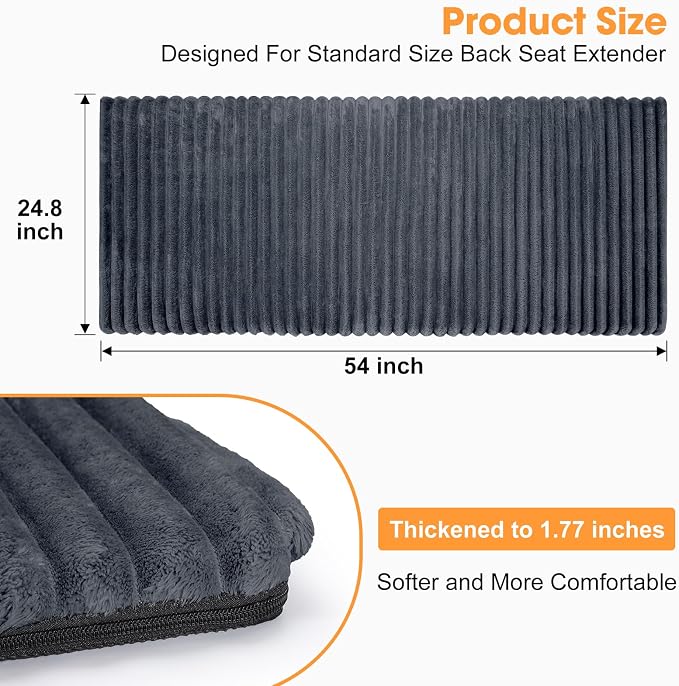 Backseat Pet Bed Mat, Non-Slip Dog Bed for Car Back Seat, Washable Travel Pet Mat with Removable Cover, Dog Seat Covers Protector Fit for Backseat Extenders and Trucks SUVs, 54"x 24.8", Grey