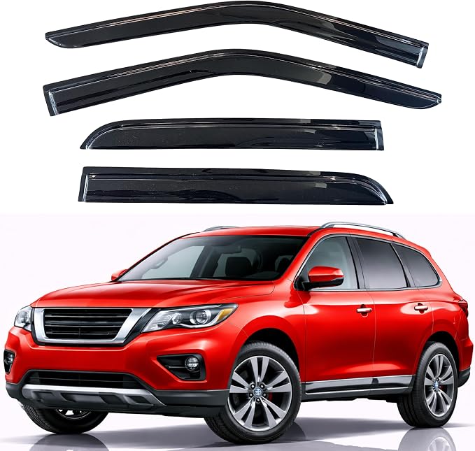 KPY Rain Guards Fit for 2013-2021 Nissan Pathfinder, Out-Channel Window Visors Vent Wind Deflectors 4PC, Car Accessories for 13-21 Pathfinder