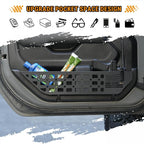 Metal Front & Rear Door Storage Box Pockets Door Side Insert Organizer with Cup Holder Compatible with 2018-2024 2025 Jeep Wrangler JL JLU & 2020-2024 2025 Gladiator JT Interior Accessories, 4pcs