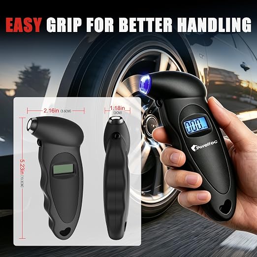 Digital Tire Pressure Gauge,Accurate Cars Air Gauge 150 PSI,Black | 0-150PSI Calibrated,Accurate in 0.1 Increments,4 Measurement Units,Backlight LCD&Nozzle Light,for Everyday Vehicles