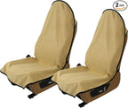 Waterproof Towel Car Seat Cover, Sweatproof Non-Slip Seat Protector, Universal Fit for Front Bucket or Rear Bench Seat of Cars, SUVs, Vans, Trucks, Compatible with Airbags and Armrests (Beige, 2 Pack)