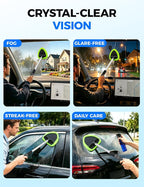 XINDELL Windshield Cleaner Tool – Car Interior Window Cleaning Kit with Extendable Handle & 4 Microfiber Pads, Auto Wiper Inside Windshield Brush for Car & Home Windows