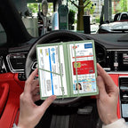 Car Registration and Insurance Card Holder, Vehicle License Document Glove Box Compartment Organizer, Interior Car Accessories for Women Men (Carbon Green)