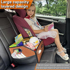 Car Organizer - 2025 Upgraded Leather Car Storage Organizer for Front Back Seat or Floor with 3 Metal Handles 6 Apartments, Multipurpose Car Organizers and Storage Brown.