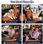 Car Seat Towel Cover 2 Pack for Front Seats, Sweat Absorbent Car Seat Protector with Non-Slip Backing, Waterproof Towel Car Seat Covers for Runners, Gym, Swimming, Beach, Pets, Orange Track