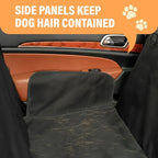 XL Waterproof Hammock Large Car Seat Cover, Fits SUVs Trucks Big Sedans, Secure Convertible Travel Bed Protects Backseat Cargo from Dog Puppy Pet Water Food Drool Urine, Black Orange Trim