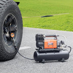 12V Heavy Duty Air Compressor with 6L Tank Kit, 6.35 CFM Portable Tire Inflator, 150PSI Offroad Air Compressor with Digital Pressure Gauge Tire Inflator for Trucks Car SUV 4 x 4 Vehicle RV