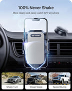 Car Phone Holder, 2026 Military-Grade 89lbs Strongest Suction Phone Holders for Your Car Dashboard/Windshield/Vent Easy Clamp Cellphone Holder Truck Stand for iPhone 17 16 15 Pro Samsung Grey