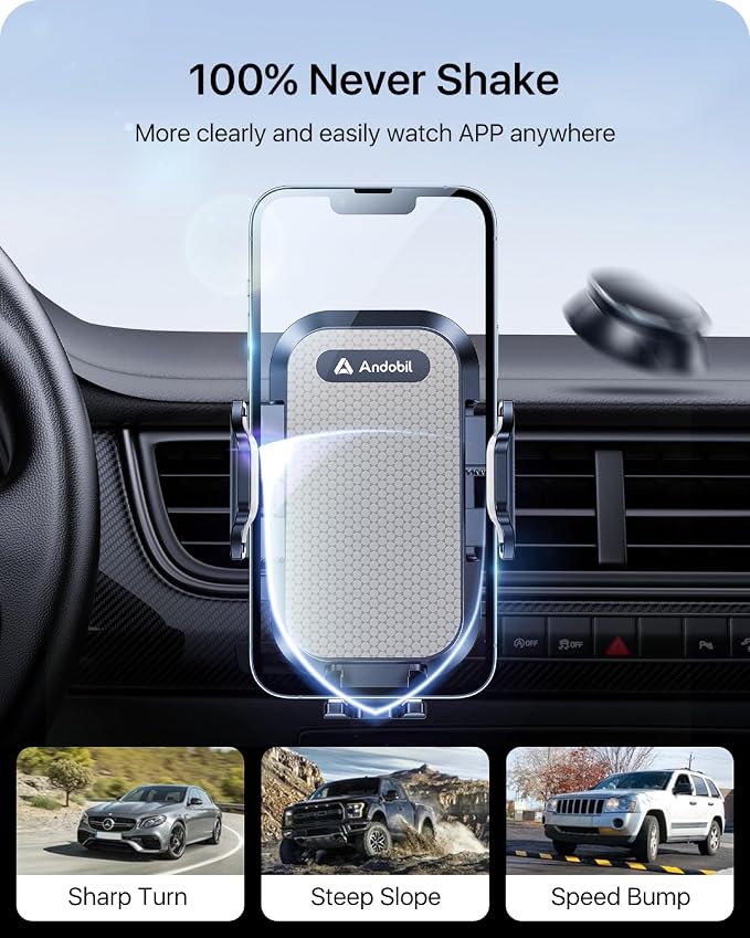 Phone Holders for Your Car - Air Vent Phone Mount, Ultra-Stable Metal Clip with Anti-Shake & 360° Rotation, Universal Car Mount Fit iPhone 17/16/15/14/13/12 Pro Max/Android/Samsung Gary