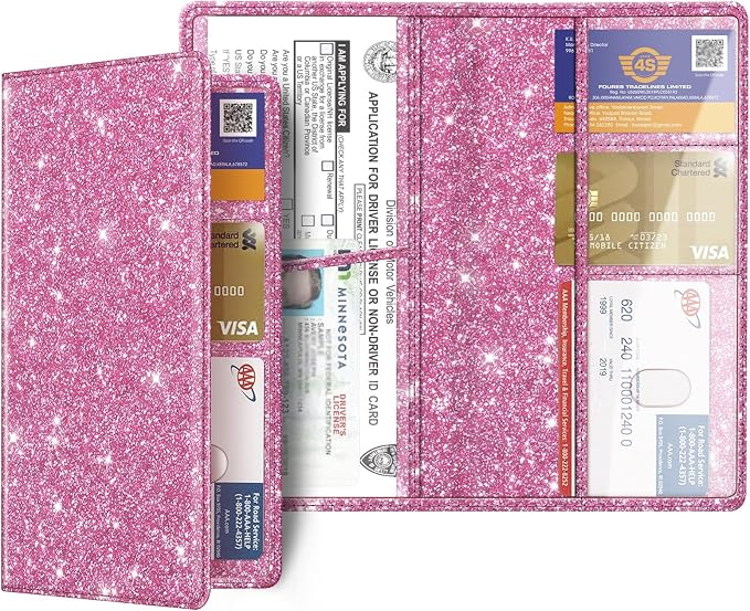 Car Registration and Insurance Card Holder, Vehicle Glove Box Card Organizer Wallet Automobile Accessories for License