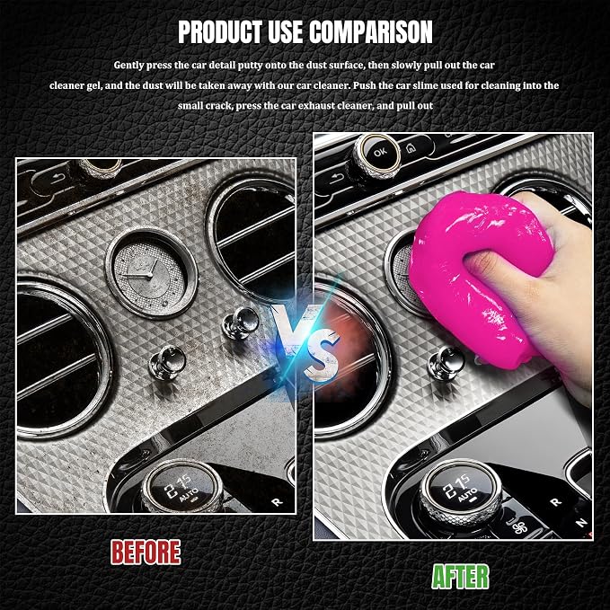 Car Cleaning Gel Clean Putty, Reusable Car Interior Cleaner Slime, Auto Detail Cleaning Soft Rubber Supplies, Universal Multi-Functional Cleaning Tool Accessories for Men Women (Pink)