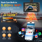 4K Dash Cam Front with AI(ADAS), Dash Camera for Cars Built-in 5.8G WiFi GPS, 3.2" IPS Screen Dash Cam with 24H Parking Monitor, G-Sensor,Night Vision,Loop Recording