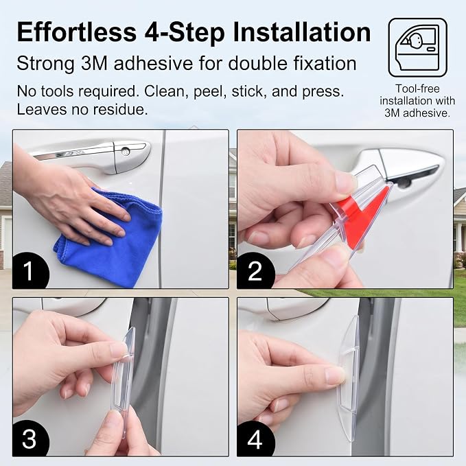 4 PCS Car Door Side Edge Protection Guards, PVC SRS Anti-collision Bumper Protector, Flexible Waterproof Door Edge Cushioning Strip, Universal Self-adhesive Accessory for Cars (Transparent)