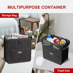 2 Pack Car Trash Can with Storage Pockets, Multipurpose Car Garbage Bin with Adjustable Straps, Foldable and Portable Organizer, Hanging for Headrest, 3 Gallon, Black