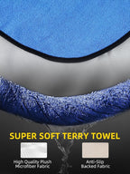 1PC Waterproof Towel Car Seat Cover - 525g Heavy Duty 3-Layer Microfiber Sweat Protector for Bucket Seats - Non-Slip Machine Washable Universal Fit for Gym, Yoga, Beach, Pets & Outdoors-Blue