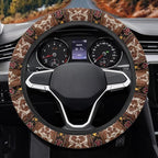 Auto Steering Wheel Cover Universal Stretch 15 Inch Anti-Slip Neoprene Car Steering Wheel Protector for Women Men, Aztec Brown Beige Cow Print