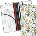 Leather Car Registration and Insurance Card Holder, Cute Car Accessories Vehicle Glove Box Car Organizer for Documents, Cards, License Beautiful Floral