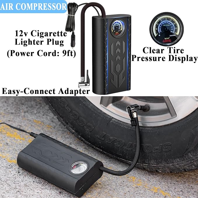 Car Emergency Roadside Kit with Scissor Jack, Air Compressor, Jumper Cables, Car Safety Kit, Air Wedge Bag Pump