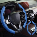 2pcs Car Steering Wheel Cover,Anti-Skid Carbon Fiber Steering Wheel Protector for Men Women,Multiple Color Options,Universal for Most Car Interiors Accessories (Bule)