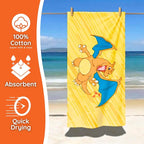 Pokemon Charizard Fire Kids Cotton Beach Towel, 58 x 28 Inch, Soft & Absorbent Pool, Bath & Beach Towel (Officially Licensed Product) by