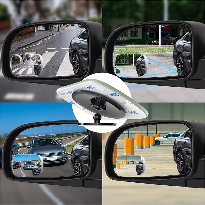 4 Pack Blind Spot Mirrors for Car, Frameless Side Mirror Blindspot Convex HD Glass Car Accessories, Side View Mirror Blindspot with Wide Angle Adjustable Stick for Cars, SUVs and Trucks