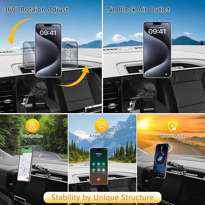Phone Mount for 2022-2026 Chevrolet Silverado 1500/ GMC Sierra 1500 2500 3500 HD, Dash Platform Magnetic Phone Mount with 13.4" Touchscreen, 360° Adjustable Magsafe Phone Holder