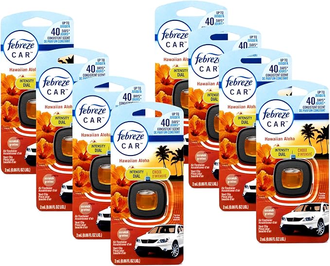 Odor Clear Car Vent Air Freshener Clip, Hawaiian Aloha 0.06 Fl.Oz - 8 Pack
