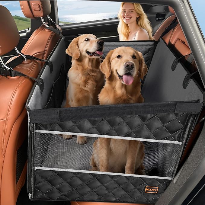 XL Dog Car Seat for Large Medium Dogs, Back Seat Extender for Pets, Waterproof Pet Carseat for Medium Sized Dog, Hammock for Pet, with Storage Pocket for Cars/SUV/Truck(XL)