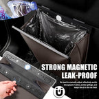 LED Car Trash Can Leak-Proof,Strong Magnetic Fast Closing Car Trash Bin as Cars Organizers and Storage,Cars Garbage Can with Automotive Trashs Bag for Backseat,Console,Door (Brown)