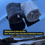 Sleek Max Dry 2000GSM Car Drying Towel 20x31, Black | Ultra-plush twist-loop microfiber, maximum absorption, soft on paint, double-sided, cars, trucks, SUVs & full-vehicle drying