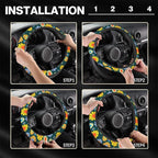 Hippie Flower Steering Wheel Cover, Anti-Slip 15 Inches Car Steering Wheel Cover for Women Men, Neoprene Floral Car Accessories Protective Case for Vehicle Truck SUV