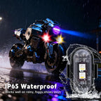 8-Pack Wireless LED Strobe Lights for Car Interior Ambiance with 8 Colors | Remote Control, USB Charing Waterproof Emergency Warning Anti-Collision Light for Motorcycle Bike Drone Aircraft Decor