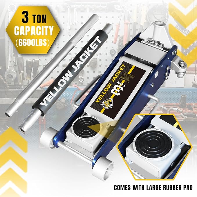 Floor Jack 3 Ton Hydraulic Low Profile Aluminum and Steel Racing Car Jack with Fast Lifting Dual Pump for SUV,Truck, MVP,6600 lbs Capacity