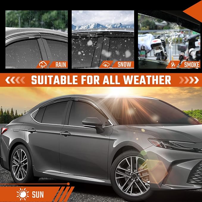 Rain Guards Fit for Toyota Camry 2025 2026 LE SE XLE XSE Out Channel Extra Durable Side Shatterproof 2025-2026 Camry Side Window Wind Deflectors & Visors Black 4 PCS