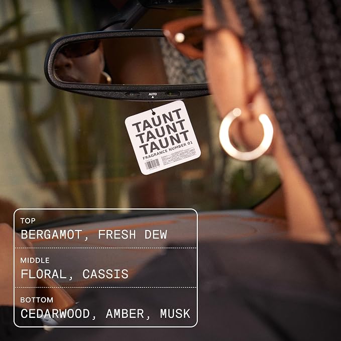 Air Freshener in 01 Taunt | Hanging Odor Eliminator for Cars, Closets & Drawers | Bergamot, Vanilla & Amber | Vegan, Non-Toxic, Cruelty-Free