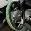 D Shaped Bling Comfy Steering Wheel Cover with Jumbo Crystal Rhinestones, Anti-Slip Diamond Leather, Flat Bottom 14.5-15 Inch (Vivid Green)