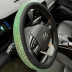 D Shaped Bling Comfy Steering Wheel Cover with Jumbo Crystal Rhinestones, Anti-Slip Diamond Leather, Flat Bottom 14.5-15 Inch (Vivid Green)