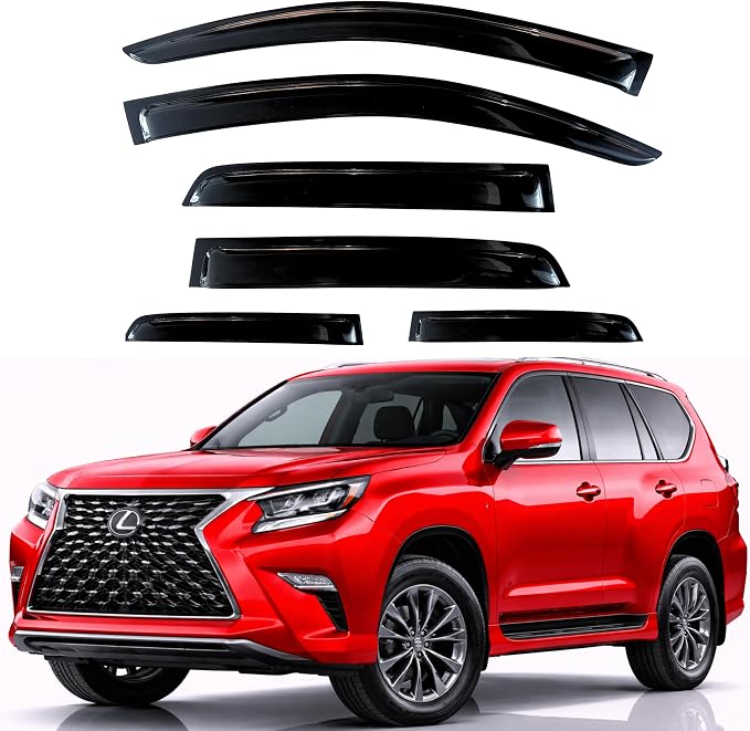 KPY Rain Guards Fit for 2010-2023 Lexus GX460, Out-Channel Window Visors Vent Wind Deflectors 6PC, Car Accessories for 10-23 Lexus GX Series
