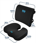 Doctor Recommended Memory Foam Seat Cushion for Office Chairs & Car - Ergonomic Office Desk Accessories - Cushions for Tailbone Pain Relief, Sciatica (Black Airflow Lumbar, Large)
