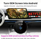 3.2 Inch Screen CarPlay AI Box, Wireless Adapter for Factory Wired or Wireless CarPlay Cars, Magic Streaming Video Box with Netflix YouTube TikTok, Android Auto, TF Card, Plug and Play