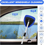 8 Pcs Car Windshield Cleaner Tool Kit with Extendable Handle, Microfiber Towel Pads, Brush, Empty Spray Bottle for Auto Glass Wiper Suvs Rvs & Home Windows(Blue)