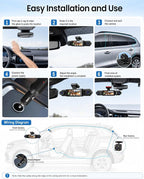 4 Channel 360° Dash Cam, 1080P FHD Front and Rear Camera for Cars, 8 Non-Glare Night Vision Lights, Loop Recording, Reverse Assistance, 3.16" IPS Screen, Interior Monitoring