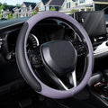 Steering Wheel Cover for 14.5-15 inch Wheels, Breathable PU Leather with Perforated Sides, Anti-Slip Grip, Universal Fit for Cars & SUVs, Black and Light Purple