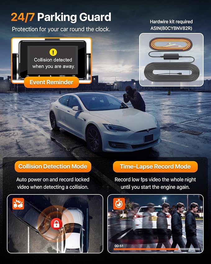 S03 4K Dash Cam Front Rear Inside Left Right with GPS, Free 128GB SD Card, 5.8GHz WiFi 6 (Up to 20MB/s Download), 4 Channel 360° Dash Camera for Cars, G-Sensor 8 IR Light, Parking Mode, Black