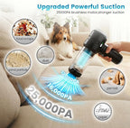 Handheld Car Vacuum Cleaner,25000PA Strong Cyclonic Suction Foldable Mini Vacuum Portable Cordless with Digital Display and One Touch Dust Removal for Car, Home, Office, Kitchen (Silver)