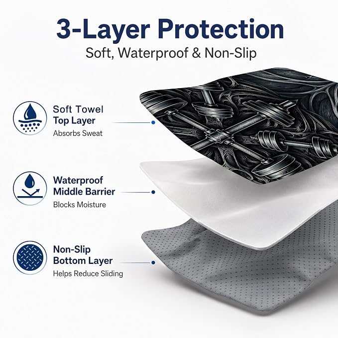 Car Seat Towel Cover 2 Pack for Front Seats, Sweat Absorbent Car Seat Protector with Non-Slip Backing, Waterproof Towel Car Seat Covers for Runners, Gym, Swimming, Beach, Pets, Iron Dumbbell