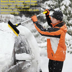 30-43" Extendable Aluminum Snow Brush with Built-in Squeegee & Ice Scraper 3-in-1 Non-Slip Foam Grip Winter Car Tool with Scratch-Free Bristles for Cars, SUVs & Trucks, Yellow
