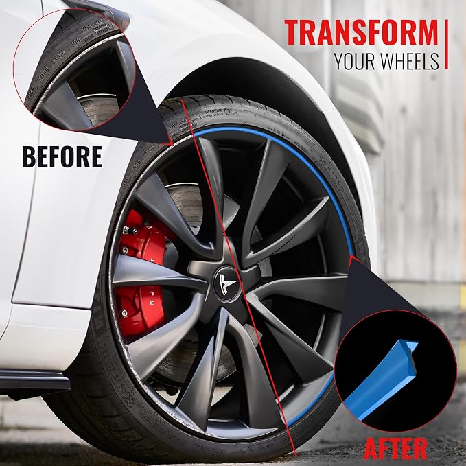 PROTECTiQ PRO Universal Rim Protection Trim - Ultimate Curb Rash Guard with Award-Winning Patented Design and Premium 3M Tape - Fits Up to 4X 24 Wheels, Cars, Trucks, SUVs