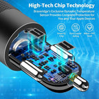 [Apple MFi Certified] iPhone 17 Car Charger Fast Charging, 2Pack 4.8A USB Power Cigarette Lighter USB-C Car Charger + Type-C Braided Cord for iPhone 17/17 Pro Max/16/15/Galaxy/S26/S25/Pixel