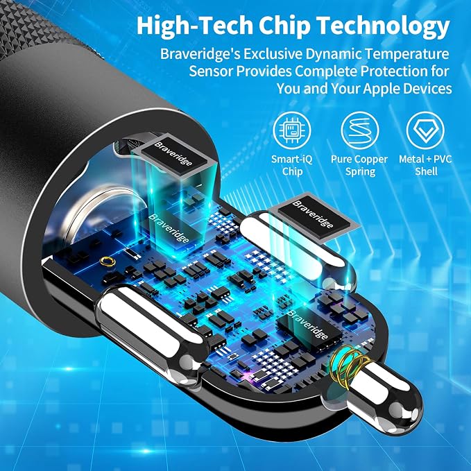 [Apple MFi Certified] iPhone 17 Car Charger Fast Charging, 2Pack 4.8A USB Power Cigarette Lighter USB-C Car Charger + Type-C Braided Cord for iPhone 17/17 Pro Max/16/15/Galaxy/S26/S25/Pixel